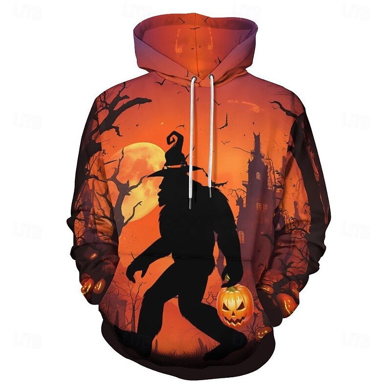 Bigfoot Hoodie Pullover Halloween 3D Front Pocket Graphic For Couple's Men's Women's Adults' Halloween Carnival Masquerade 3D Print Party Casual Daily2
