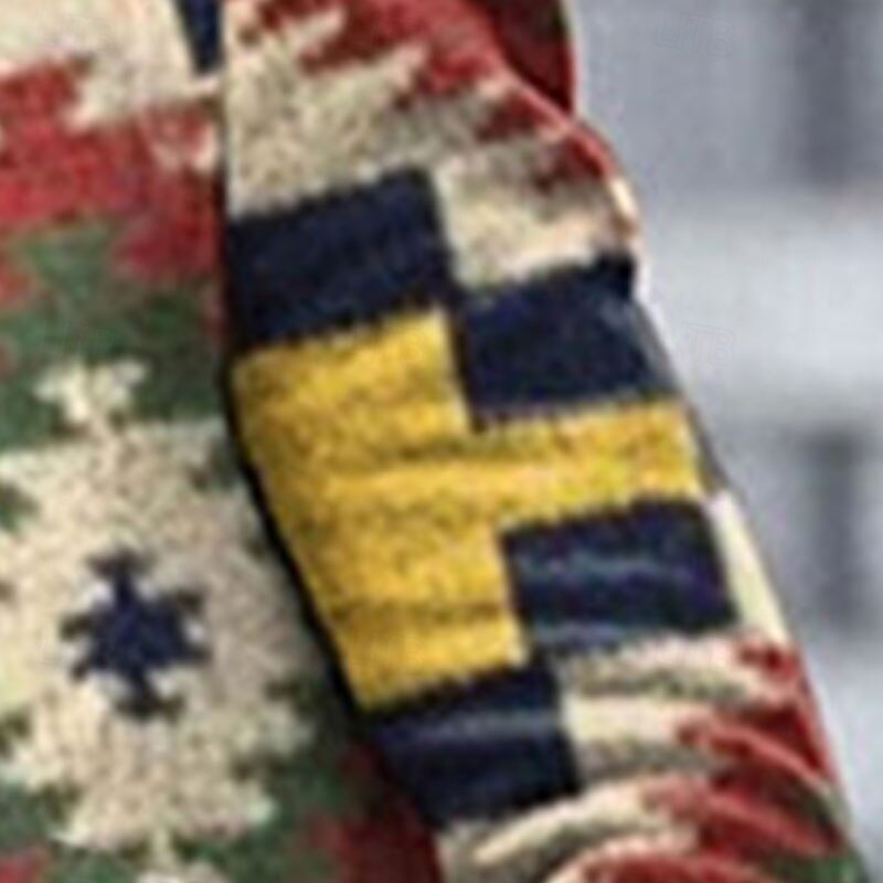 Men's Winter Coat Overcoat Coat Daily Wear Vacation With Pockets Print Front Pocket Fall & Winter Geometry Streetwear Sport Turndown Regular khaki Jacket3