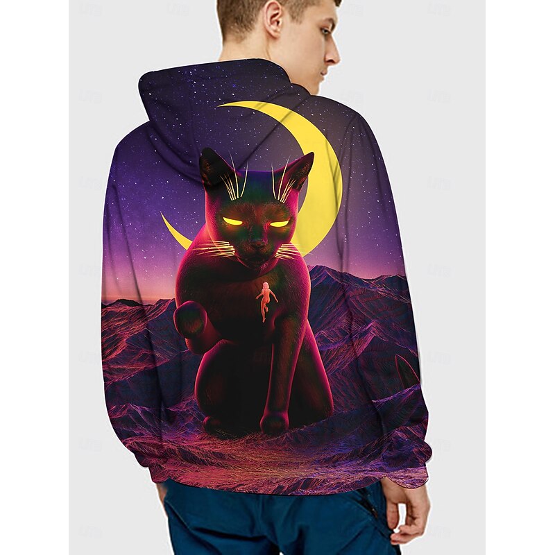 Cat Hoodie Pullover Halloween 3D Front Pocket Graphic For Couple's Men's Women's Adults' Halloween Carnival Masquerade 3D Print Party Casual Daily2