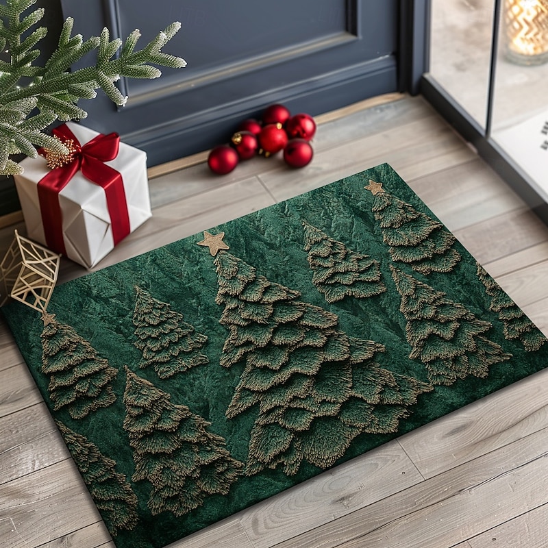 Christmas Decorations Doormat Tree Quilting Kitchen Mat Floor Mat Non-Slip Area Rug Oil Proof Rug Indoor Outdoor Mat Bedroom Decor Bathroom Mat Entrance Rug