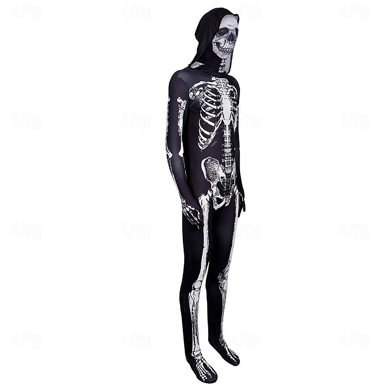 Skull Skeleton Halloween Zentai Suits Bodysuits Carnival Costume Full Body Suit Scary Costume Kid's Adults' Men's Women's Boys' Carnival Masquerade Performance Party Easy Halloween Costumes Dress Up2