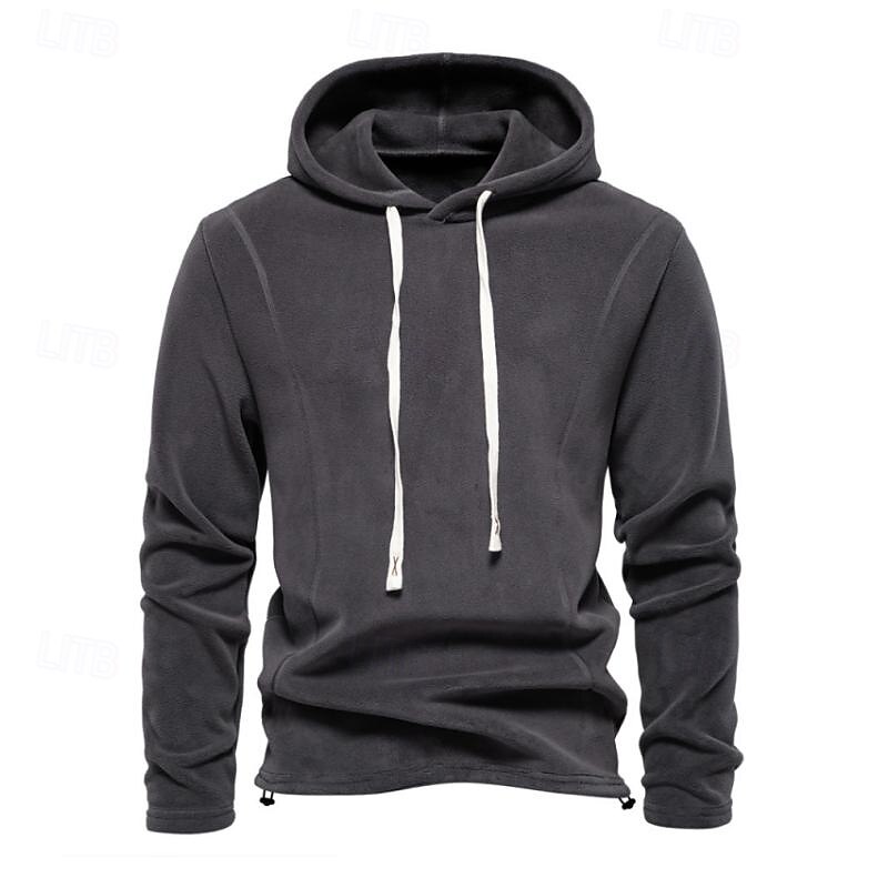 Men's Hoodie Polar Fleece Navy Blue Green Khaki Dark Gray Hooded Plain Pocket Sports & Outdoor Daily Holiday Streetwear Cool Casual Spring &  Fall Clothing Apparel Hoodies Sweatshirts  Long Sleeve3