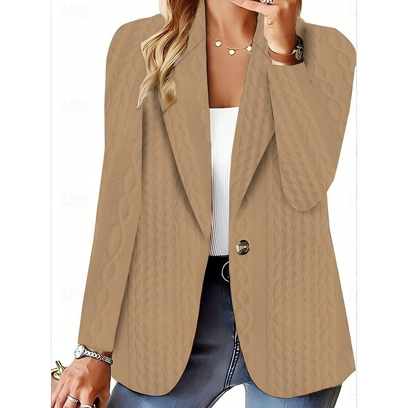 Women's Casual Jacket Textured Jackets Adjustable Solid Color Casual / Daily Stylish Regular Fit Outerwear Long Sleeve Spring White S4