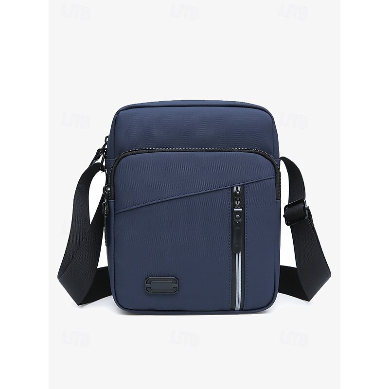 Men's Waterproof Crossbody Messenger Bag with Multiple Zipper Pockets – Durable Outdoor Travel Shoulder Bag in Olive Green