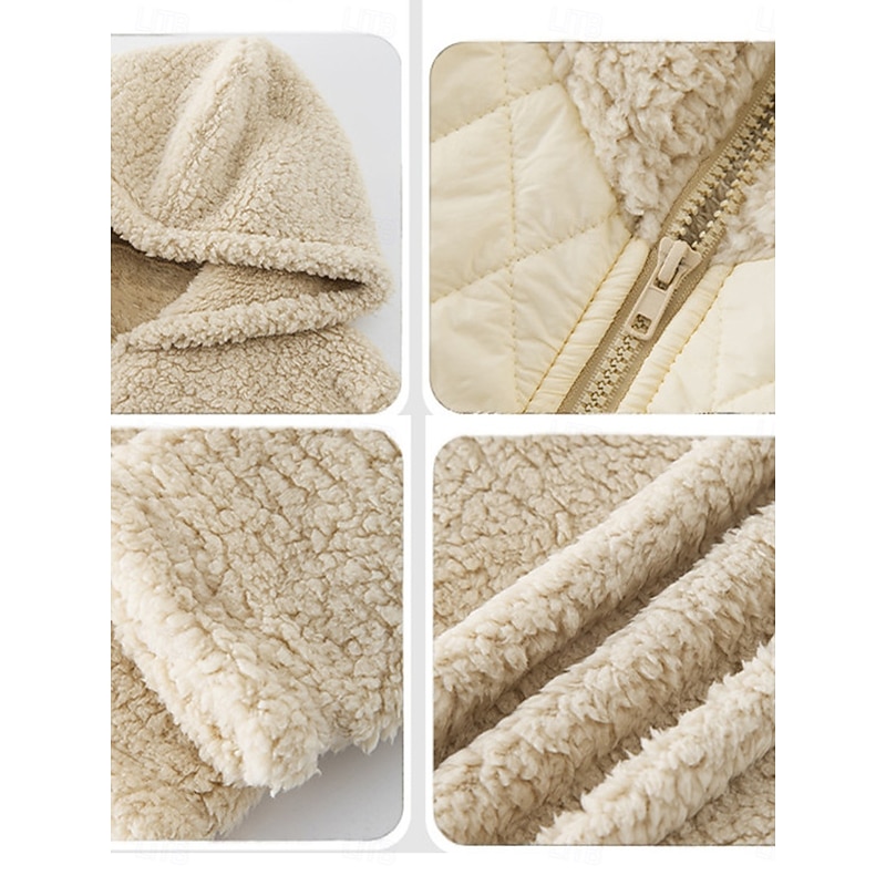 Women's Fleece Jacket Teddy Coat Hoodie Jacket Warm Breathable Zipper Pocket Fleece Lined Casual Plain Vacation Street Daily Wear Going out Zipper Regular Hoodie Regular Fit Long Sleeve Outerwear3