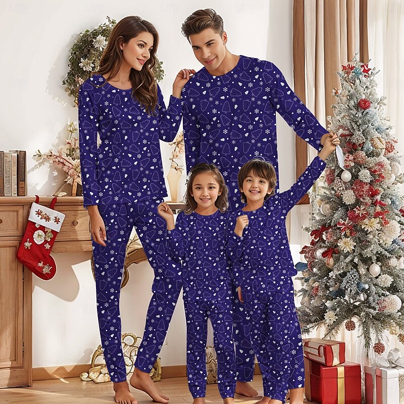 Christmas Trees Family Christmas Pajamas Nightwear Men's Women's Boys' Girls' Family Matching Outfits Sweet Plaid Pattern Adults Kid's Christmas New Year Christmas Eve Christmas Vacation Home Wear3