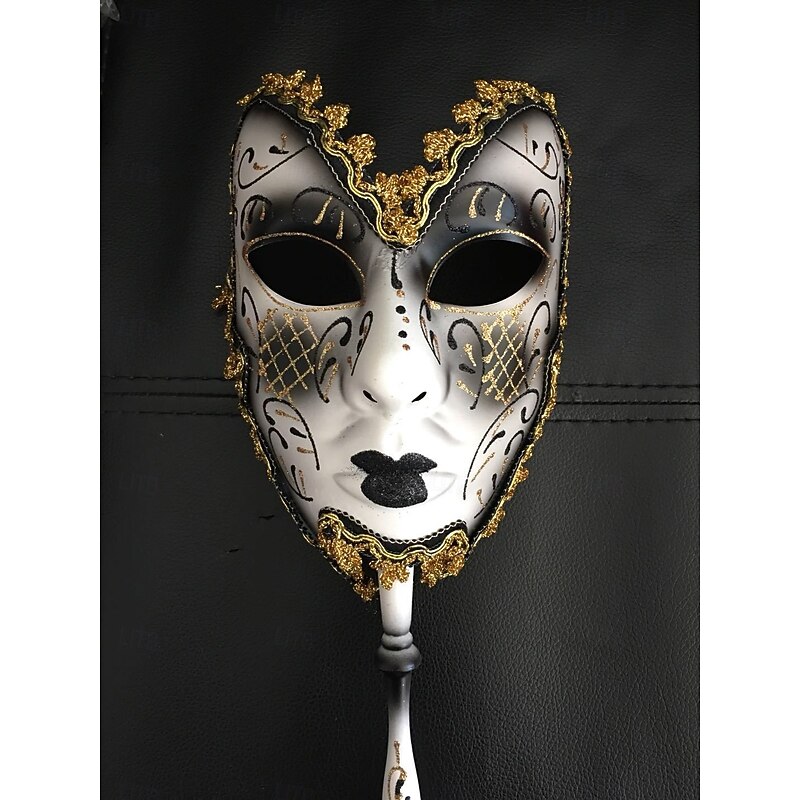 Halloween Mask Venetian Mask Mask On a Stick Carnival Mask Adults' Unisex Halloween Carnival Mardi Gras Party Evening Wear Masquerade Prom Easy Halloween Costumes Dress Up4