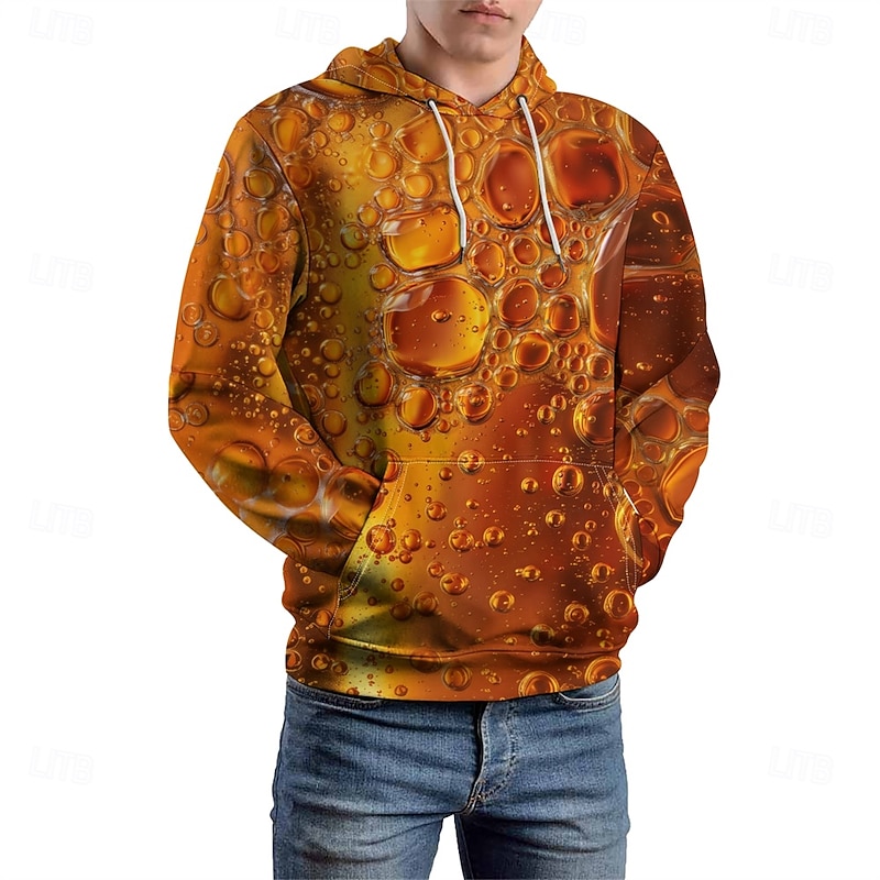 Men's Graphic Oktoberfest Beer Hoodie Hoodies Sweatshirt Vacation Daily Long Sleeve Hooded Vacation Sports Outdoor Going out Yellow Printing Winter Spring &  Fall Designer4