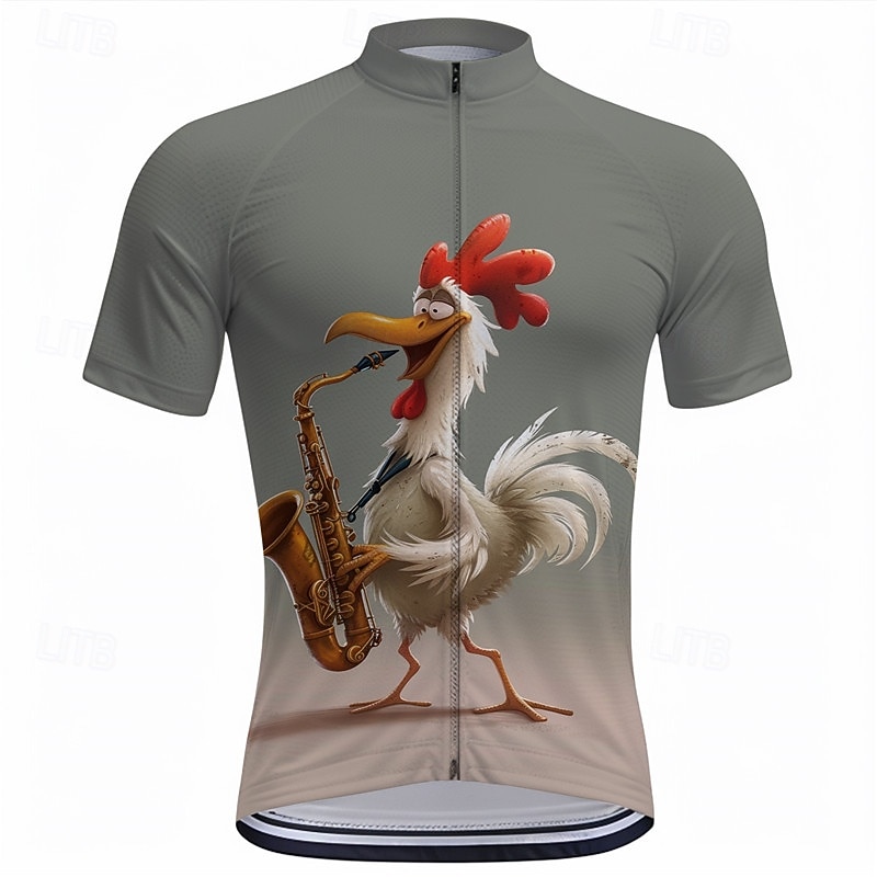 Men's Cycling Jersey Animal Cartoon Short Sleeve Bike Tee Tshirt Top with 3 Rear Pockets Mountain Bike MTB Road Bike Cycling Quick Dry Front Zipper Wicking Sports Dark Grey Dark Gray Brown Clothing2