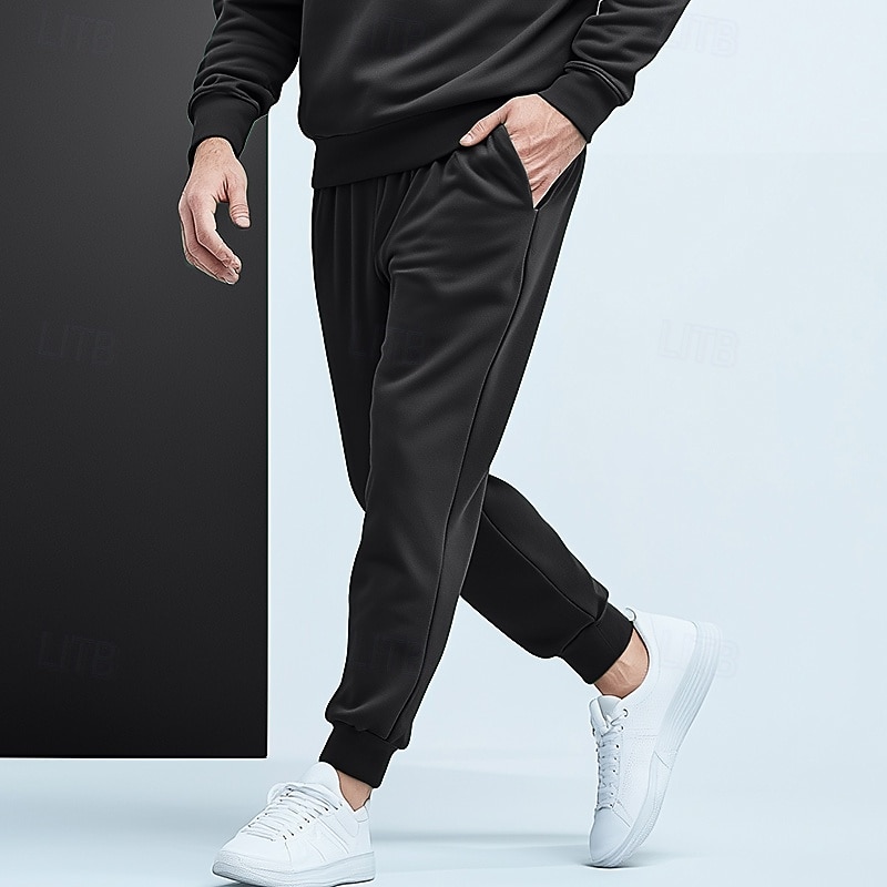 Men's Fleece Pants Sweatpants Joggers Trousers Pocket Drawstring Elastic Waist Plain Comfort Outdoor Daily Going out Fashion Streetwear Black Blue4