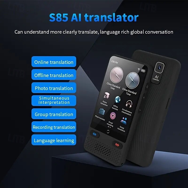 Language Translation Device Two-way Real-time Voice Translation Supports 138 Languages Accurate Offline And Recorded Photo Translator With 3.54 Hd Inch Touchscreen For Travel Business And Study