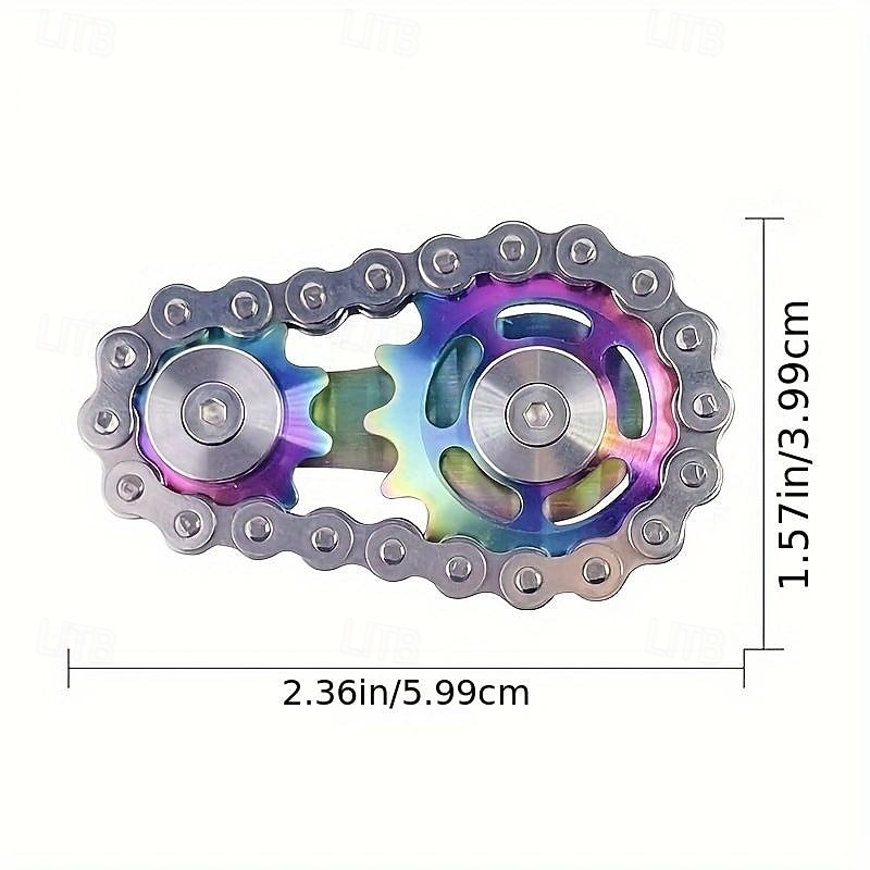 Fingertip gyroscope, linked bicycle chain gyroscope design, 2-gear rotating finger game, metal stainless steel durable mechanics and smooth bearings, decompression toy to release pressure3