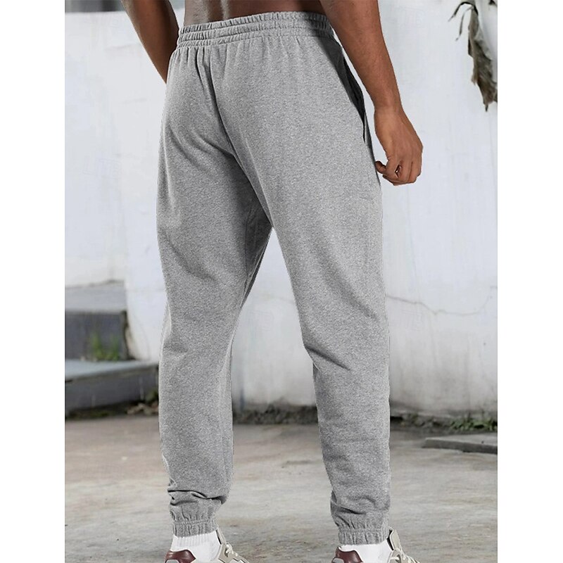 Men's Sweatpants Joggers Trousers Pleated Pants Drawstring Elastic Waist Plain Comfort Warm Full Length Sports Outdoor Casual Daily Fashion Streetwear Black Light Grey3
