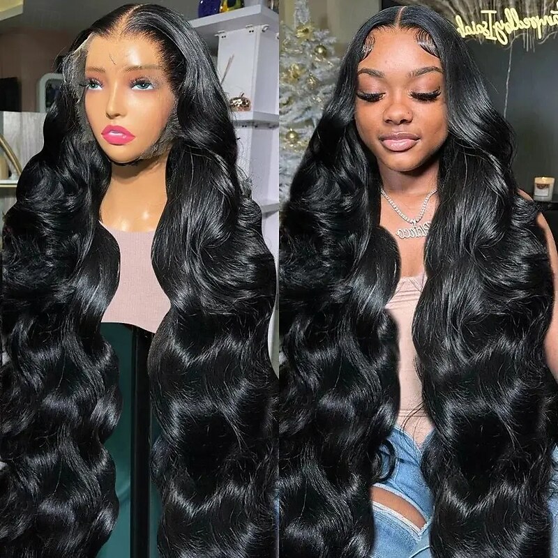 Remy Human Hair 13x4 Lace Front Wig Free Part Brazilian Hair Body Wave Black Wig 150% Density with Baby Hair Glueless Pre-Plucked For wigs for black women Long Human Hair Lace Wig