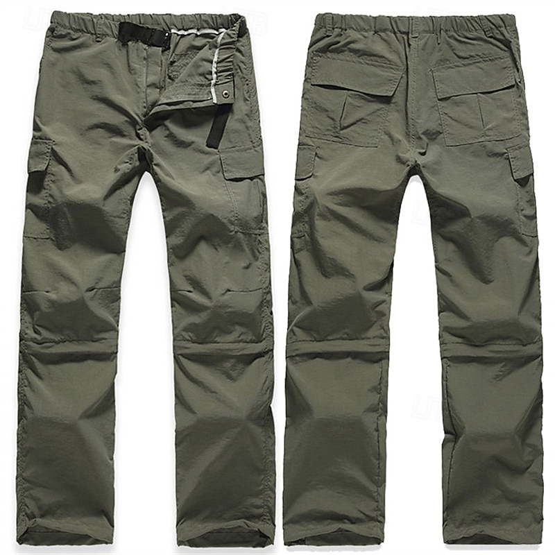 Men's Combat Pants Cargo Pants Convertible Zip Off Pants Hiking Pants Trousers Military Outdoor Regular Fit Waterproof Quick Dry Breathable Pants / Trousers Elastic Waist Army Green Dark Gray Hunting