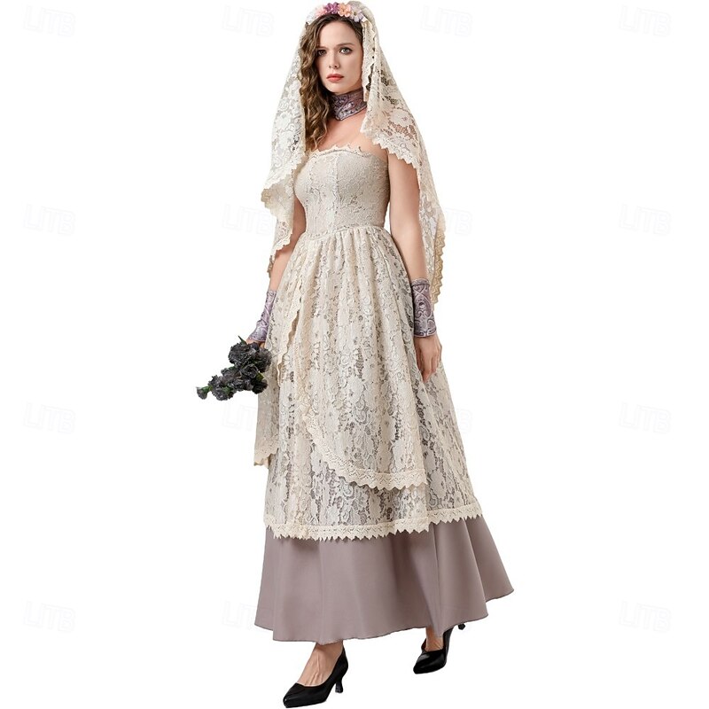 Victorian Medieval Renaissance Prom Dress Bride Outlander Lace Fancy Dress Women's Celtic Fantasy Halloween Carnival Masquerade LARP Ren Faire Festival Adults' Dress2