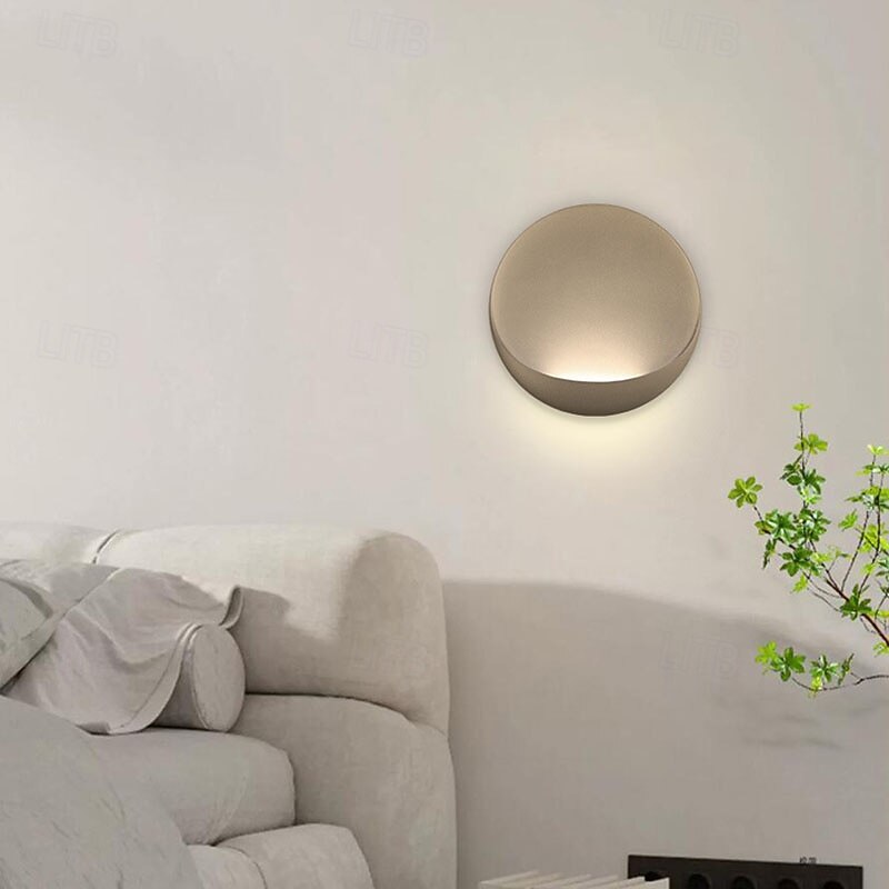 Modern Minimalist Round Aluminum LED Wall Sconce Lamp Indoor Modern Indoor Wall Lights Bedroom Metal Wall Light 110-240V 10W2
