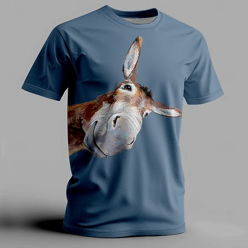 Men's Donkey T Shirt Short Sleeve T shirt 3D Print Crew Neck Shirt Fashion Athleisure Street Sports Outdoor Black White Light Brown Summer Spring Clothing Apparel S M L XL XXL XXXL3