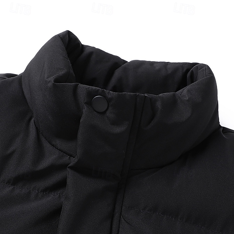 Men's Winter Jacket Puffer Jacket Padded Zipper Pocket Polyster Pocket Outdoor Date Casual Daily Regular Fashion Casual Thermal Warm Windproof Winter Plain Black Navy Blue Light Grey Puffer Jacket3