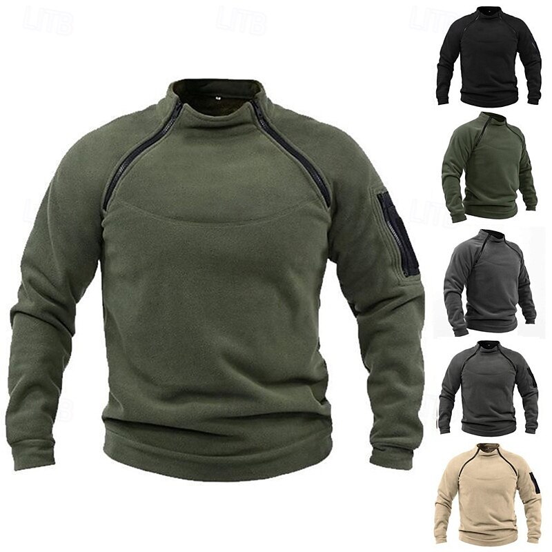 Men's Hiking Fleece Jacket Fleece Winter Outdoor Soft Comfortable Warm Fleece Jackets Full Zip Camping / Hiking / Caving Traveling Winter Sports Dark Grey Forest Green Navy Dark Khaki Light Khaki