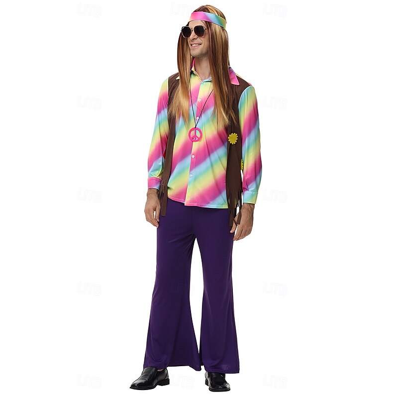 Ethnic Hippies Halloween Cosplay Costume Fancy Costume Carnival Costume 1970s Disco Adults' Men's Halloween Carnival Masquerade Party Easy Halloween Costumes Dress Up3