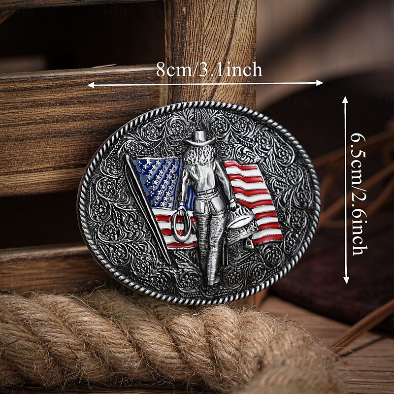 Men's Belt Buckle Buckle Silver Alloy Vintage Style Retro Vintage National Flag Daily Religious Celebrations2