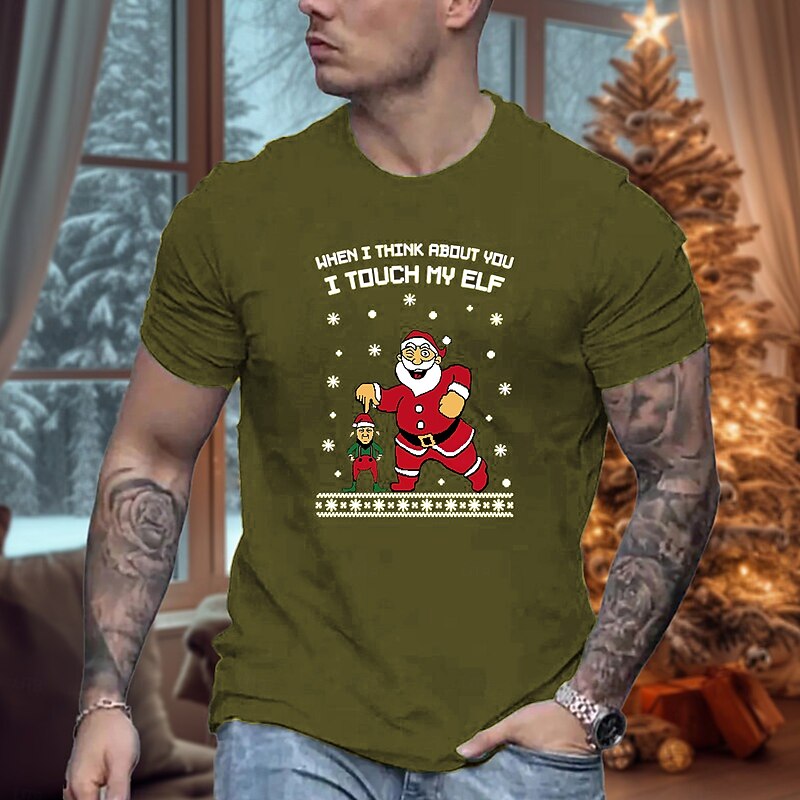 Christmas Men's Santa Claus funny christmas T Shirt Cotton Short Sleeve Graphic Shirt Black Red Burgundy Comfortable Tee Sports Outdoor Holiday Fashion Designer Clothing3