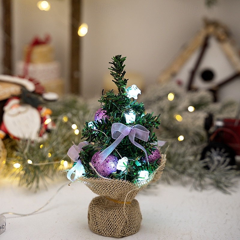 Mini LED Christmas Tree Figurine, Light-Up Xmas Tree Decoration with Colored Lights, Small Festive Tree Ornament for Holiday Decor4