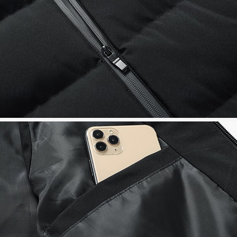 Men's Down Vest Puffer Vest Vest Gilet Daily Date Vacation Fashion Casual Fall & Winter Pocket Polyester Warm Comfortable Plain Zipper Standing Collar Regular Fit Black Red Blue Vest4