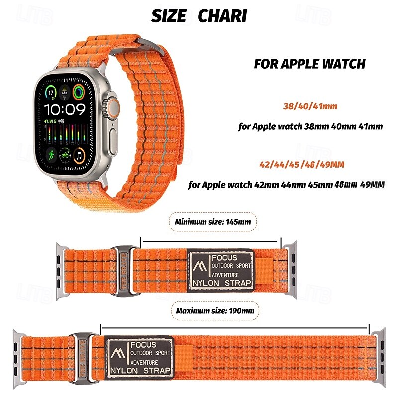 Sport Band Compatible with Apple Watch band 38mm 40mm 41mm 42mm 44mm 45mm 49mm Metal Clasp Adjustable Breathable Nylon Strap Replacement Wristband for iwatch Ultra 2 Series 9 8 7 SE 6 5 4 3 2 13