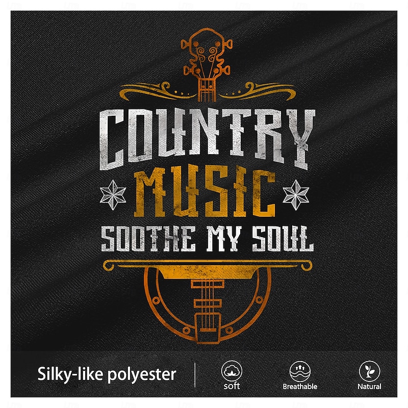 Men's Musical Instrument Country Music T Shirt Short Sleeve T shirt 3D Print Crew Neck Shirt Fashion Daily Street Sports Outdoor Black Summer Spring Clothing Apparel S M L XL XXL XXXL3