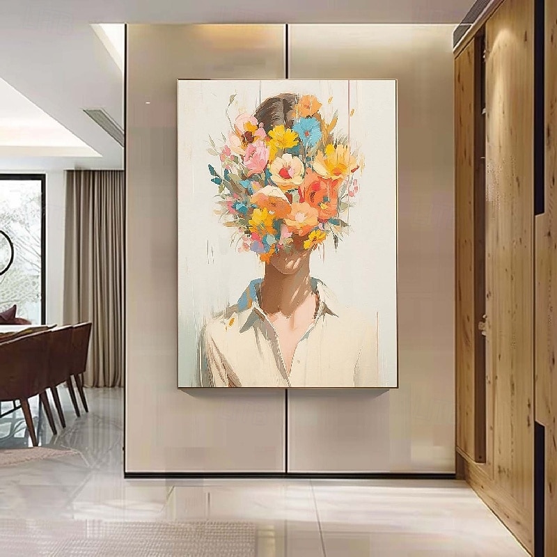 100% Handpainted  Abstract Palette knife girl  painting wall art Handmade textured face of girl painting handpainted figurative oil painting wall art face Oil painting wall decorative painting room2