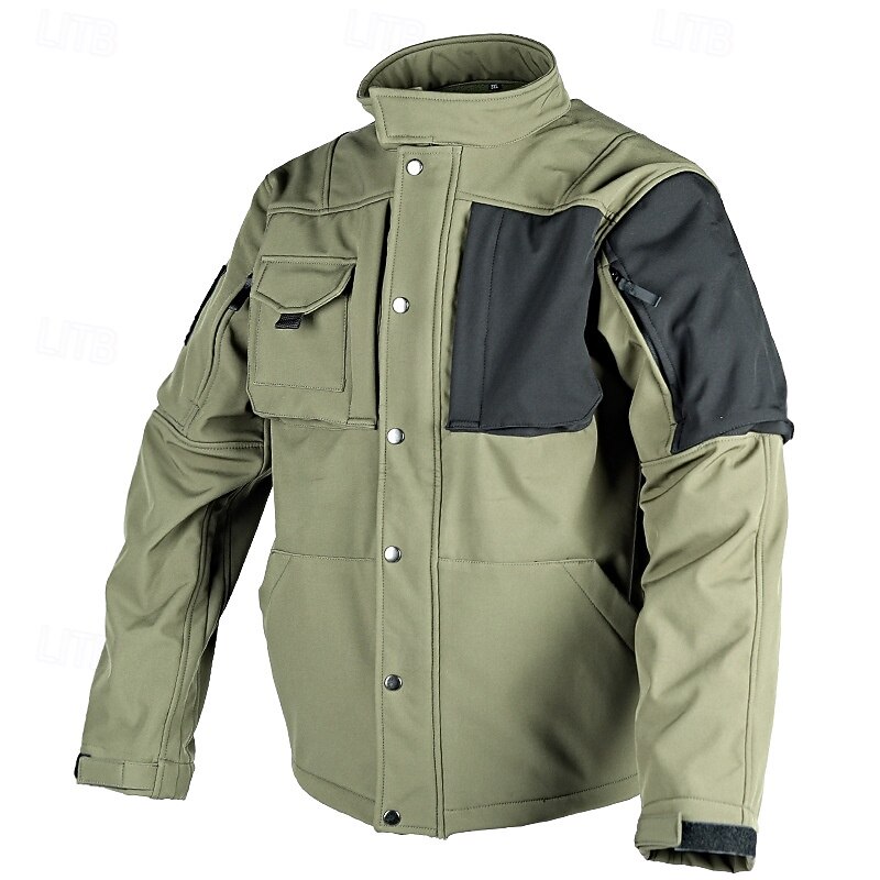 Men's Military Tactical Jacket Combat Jacket Hiking Jacket Outdoor Patchwork Waterproof Windproof Jacket Climbing Camping / Hiking / Caving Traveling Black Army Green2