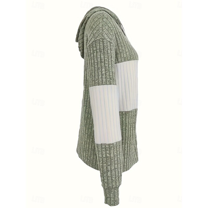 Women's Hoodied Jacket Dailywear Patchwork Color Block Warm Vintage Regular Fit Outerwear Long Sleeve Fall Black S3