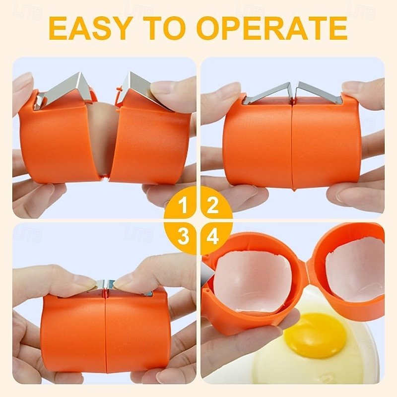 Egg Shell Opener, 2025 New Egg Cracker Tool for Raw Eggs, Handheld Eggs Breaker Multifunctional Egg Cutter Egg Cracker and Separator for Cooking Camping Kitchen Gadgets2