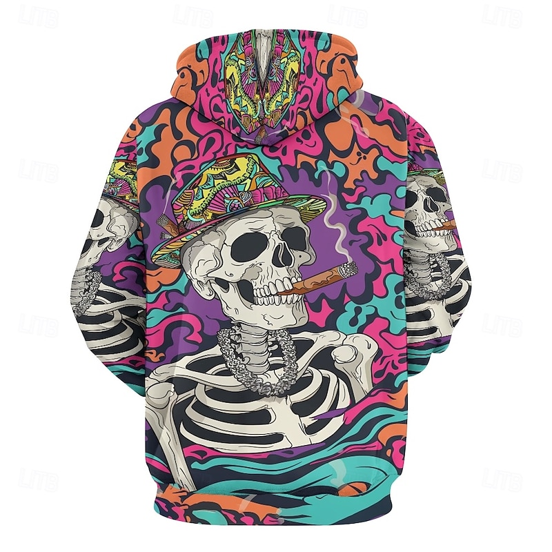 Men's Graphic Grim Reaper Dark Hoodie Hoodies Sweatshirt Vacation Daily Long Sleeve Hooded Vacation Sports Outdoor Going out Purple Printing Winter Spring &  Fall Designer3