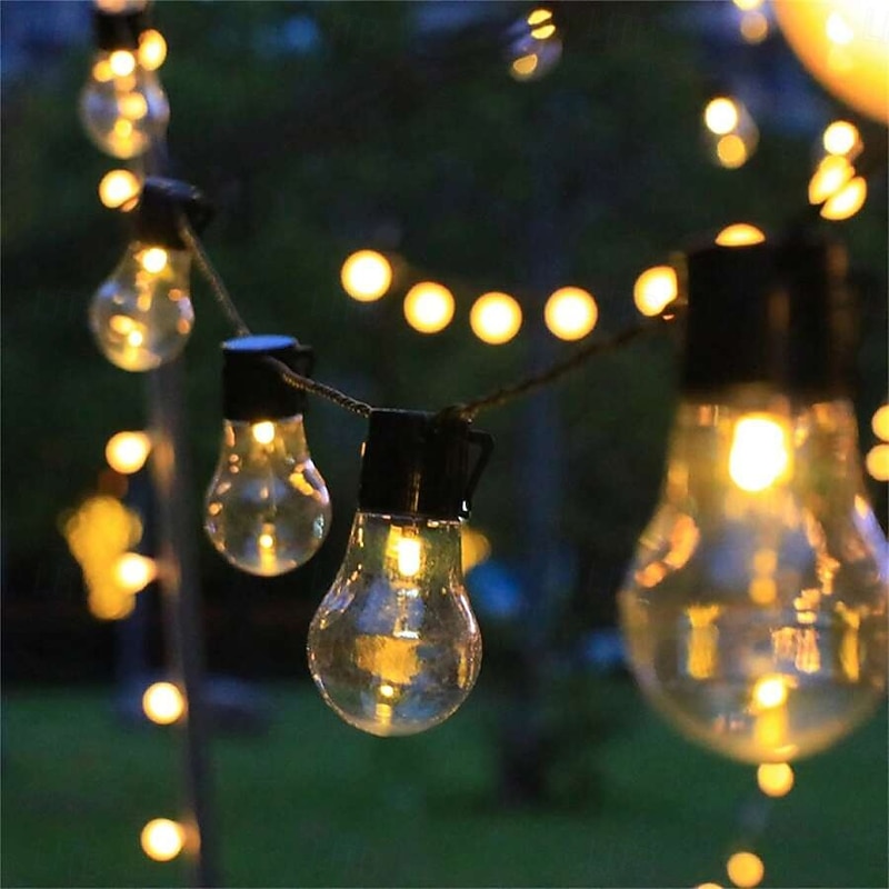Solar LED Bulb String Lights 5M 20LED 8 Modes Christmas Garland Light Outdoor Waterproof New Year Wedding Garden Party Christmas Home Balcony Holiday Camping Decoration2