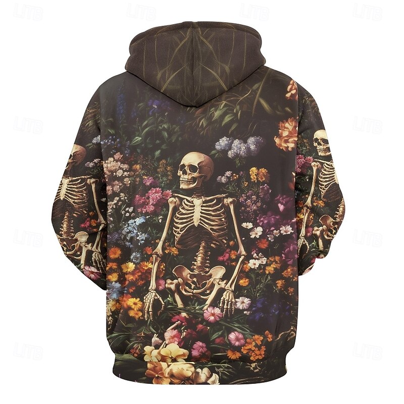 Men's Graphic Dark Hoodie Hoodies Sweatshirt Vacation Daily Long Sleeve Hooded Vacation Sports Outdoor Going out Brown Printing Winter Spring &  Fall Designer3