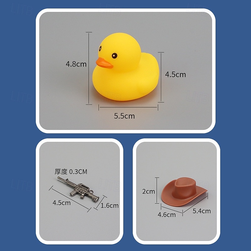 1pc Cute Cowboy Hat And Love Glasses, Yellow Duck Toy, Rubber Duck Car Dashboard Decoration, Car Decoration Accessories4