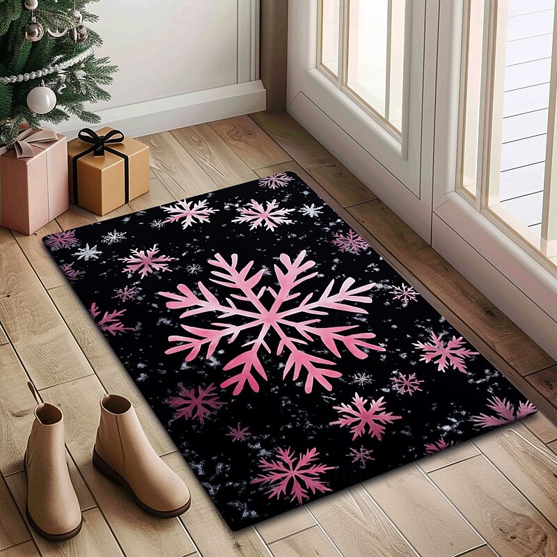 Doormat Snowflake Kitchen Mat Floor Mat Non-Slip Area Rug Oil Proof Rug Indoor Outdoor Mat Bedroom Decor Bathroom Mat Entrance Rug2