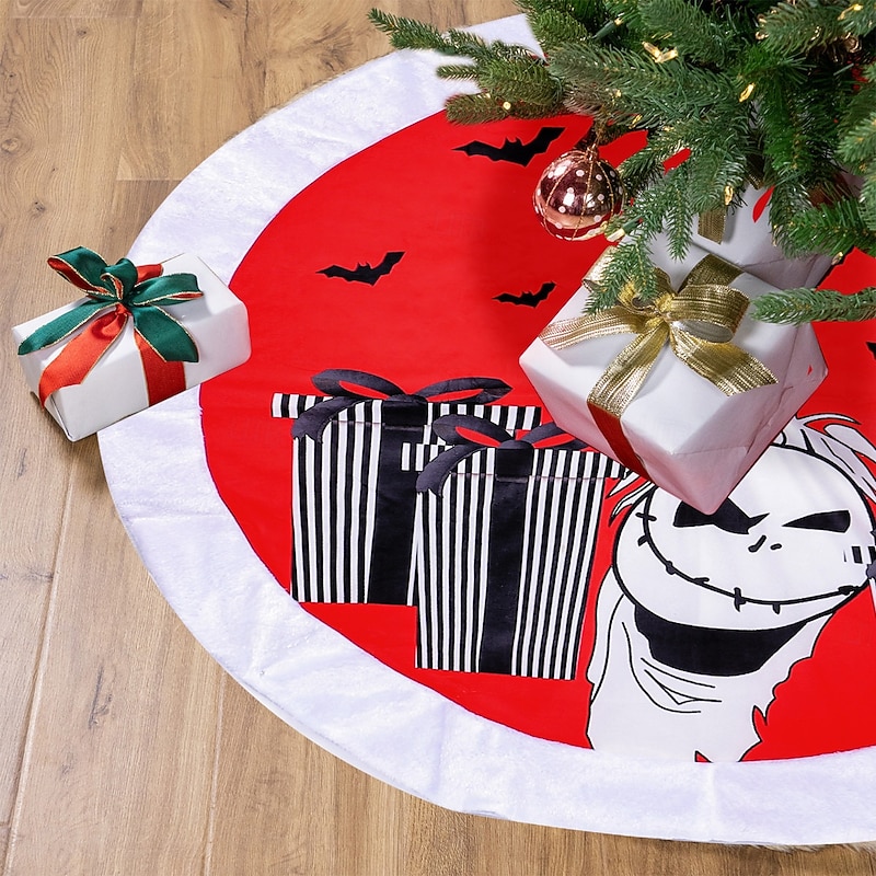 Nightmare Before Christmas Tree Topper/Skirt, Premium Holiday Decorations for Christmas Trees, Jack Skellington & Sally Themed Ornaments, Perfect for Halloween & Christmas Home Decor