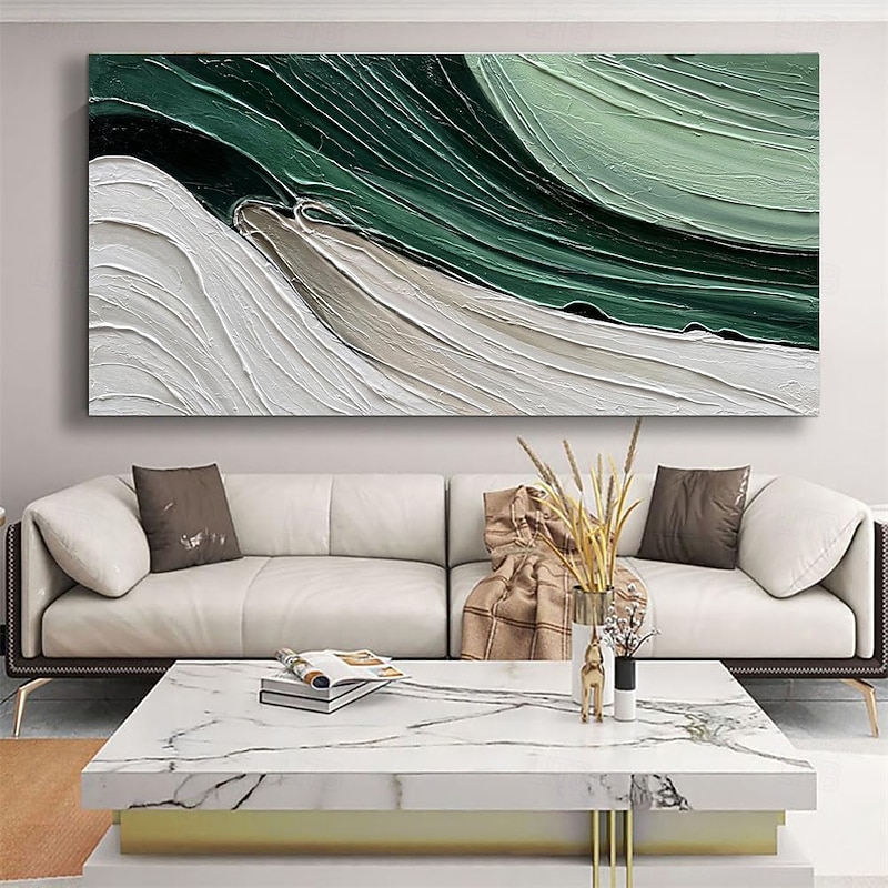 Handmade Oil Painting Canvas Wall Art Decoration Modern Green Abstract Texture for Living Room Home Decor Rolled Frameless Unstretched Painting4
