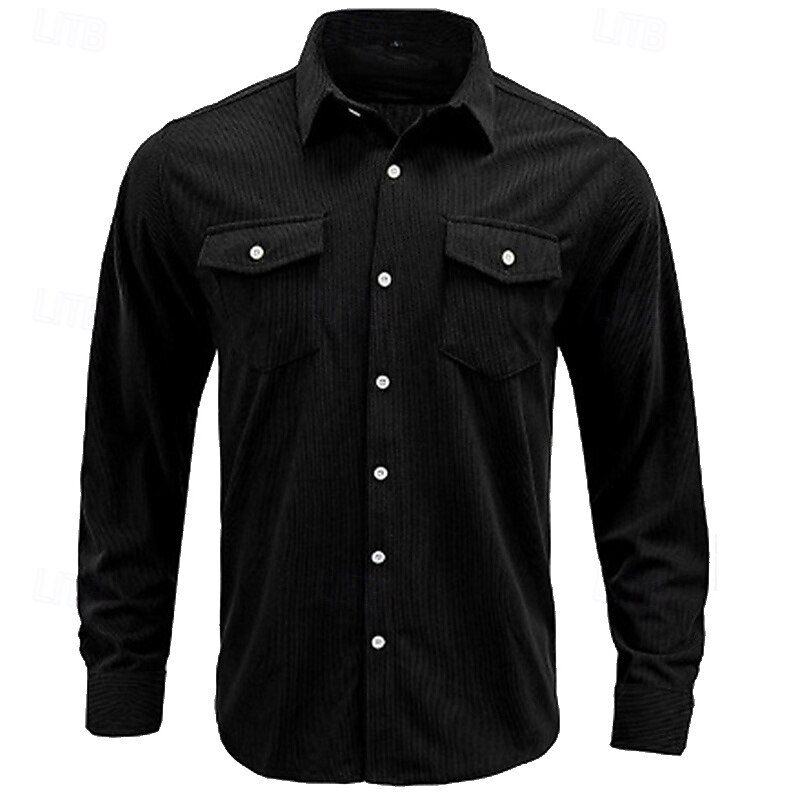 Men's Shirt Jacket Transition Jacket Daily Lightweight Pocket Spring Plain Classic Lapel Regular Black Navy Blue Beige Jacket3