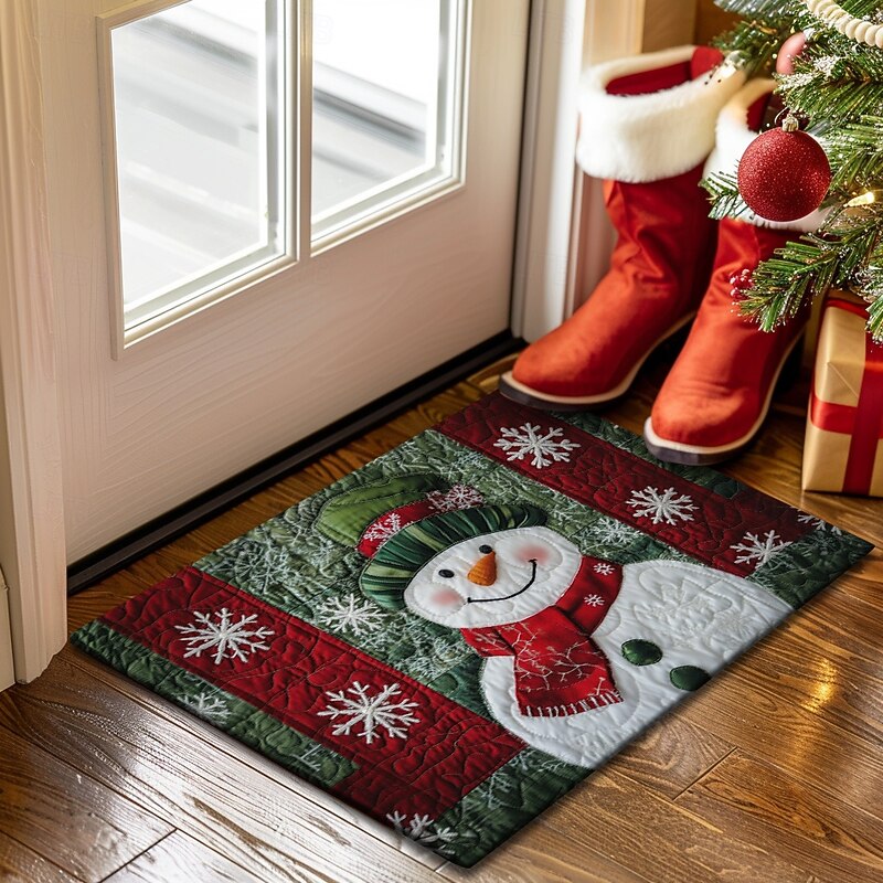 Christmas Decorations Doormat Quilting Snowman Kitchen Mat Floor Mat Non-Slip Area Rug Oil Proof Rug Indoor Outdoor Mat Bedroom Decor Bathroom Mat Entrance Rug2