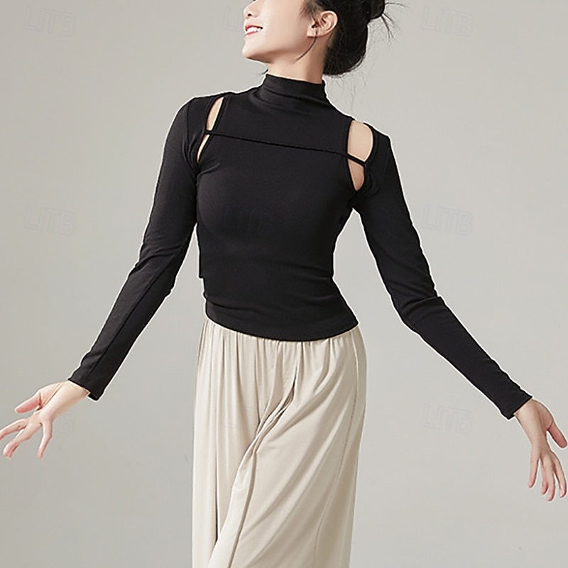 Activewear Vest Pure Color Splicing Women's Performance Training Long Sleeve High Polyester4