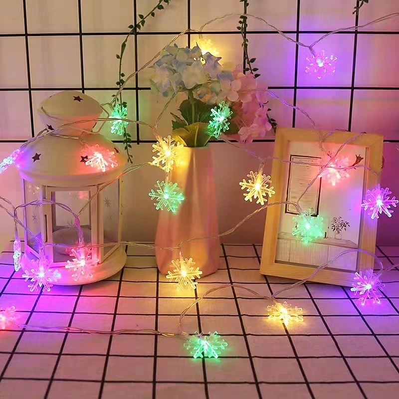 Christmas Decor Lights Snowflake Fairy String Lights Battery / USB Powered 10/20/40 LED Christmas New Year Party Holiday Home Garden Balcony Tree Decoration3