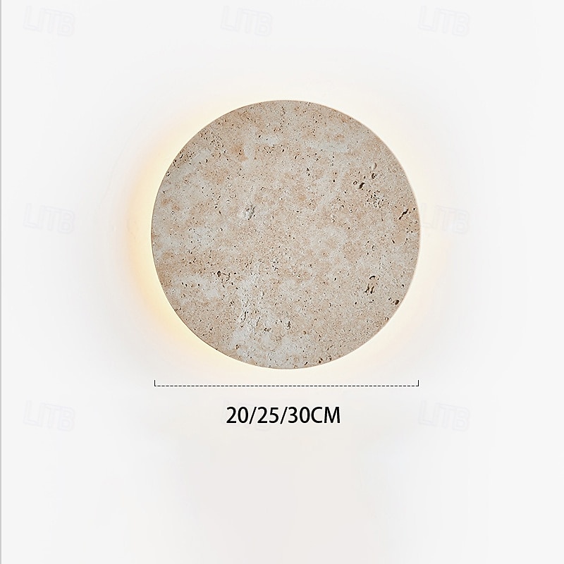 LED Indoor Wall Light Warm ray 20/25/30cm Minimalist Creative Yellow Travertine Wall Light Wabi-Sabi Cream Style Round Bedside Lamp Living Room Bedroom 110-240V4