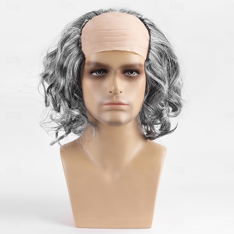 Funny Bald Wig Mediterranean Men's Wig Perfect Bald Head Cap for Costume Party Performance Halloween Dress-up Props2