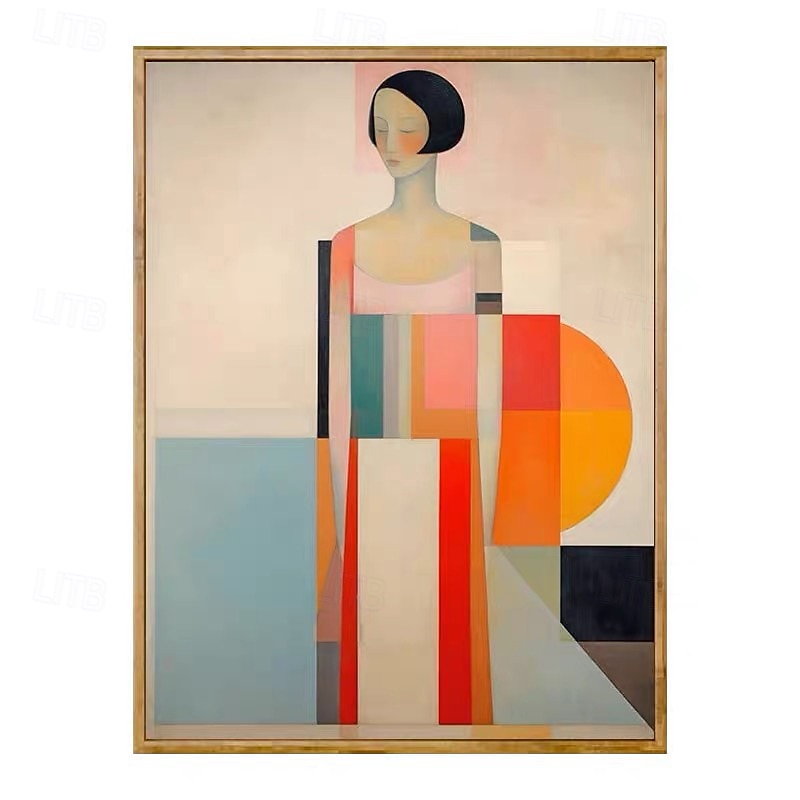 Minimalist Geometry Woman Original Abstract Oil Painting on Canvas Hand-painted Wall Art Modern Home Decoration Contemporary Art No Frame2