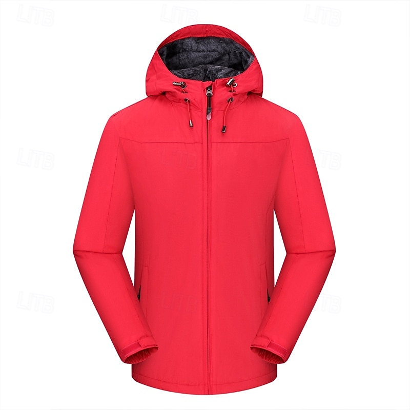 Men's Hiking Fleece Jacket Winter Outdoor Patchwork Thermal Warm Fleece Lining Waterproof Windproof Fleece Jackets Full Zip Climbing Camping / Hiking / Caving Traveling Black Army Green Red Blue Khaki